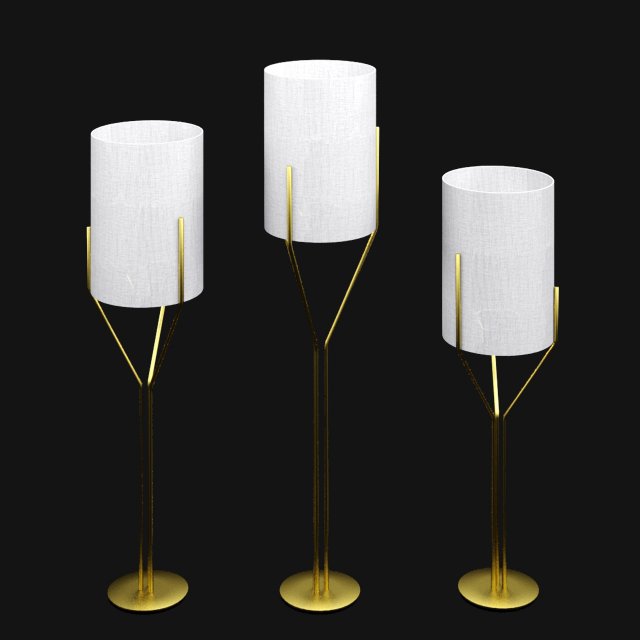 three lamps gold 3D मॉडल .c4d .max .obj .3ds .fbx .stl .blend 