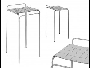 stool bar modern with leather 3D 모델