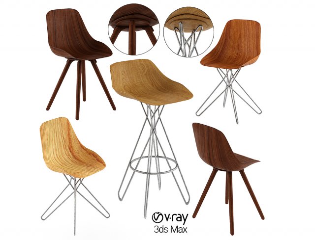 harmony chair rodrigo torres poliform bar stool 3D Модель .c4d .max .obj .3ds .fbx .stl .blend 