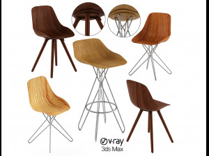 harmony chair rodrigo torres poliform bar stool 3D Model