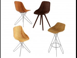 harmony chair rodrigo torres poliform bar stool 3D Модель