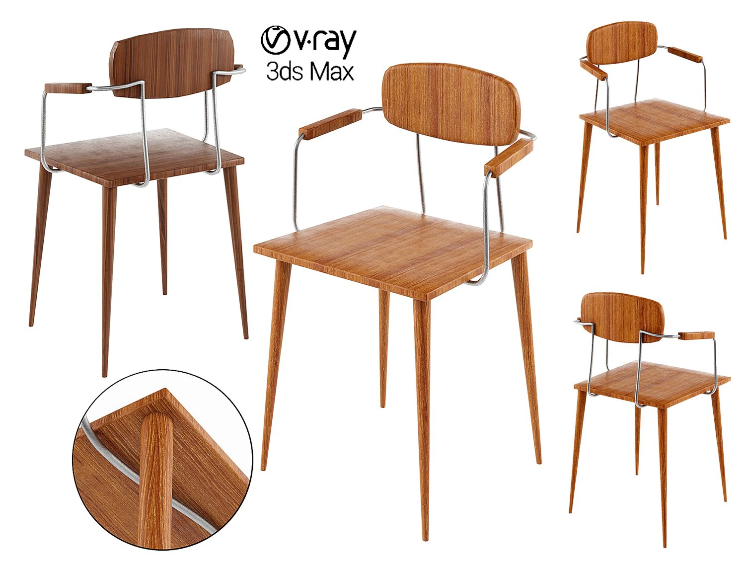 pilgrim bar stool chair low-poly 3D Model .c4d .max .obj .3ds .fbx .stl .blend 