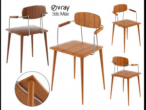 pilgrim bar stool chair low-poly Modèle 3D