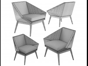 armchair modern 4 colors leather and tiles low-poly Model 3D