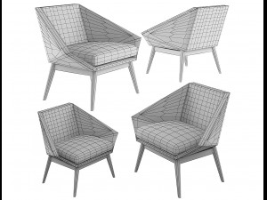 armchair modern 4 colors leather and tiles low-poly Model 3D