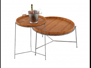 remy coffee table with wine and glasses low-poly Model 3D