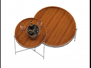 remy coffee table with wine and glasses low-poly Model 3D