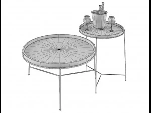 remy coffee table with wine and glasses low-poly 3D Model