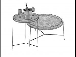 remy coffee table with wine and glasses low-poly 3D Model