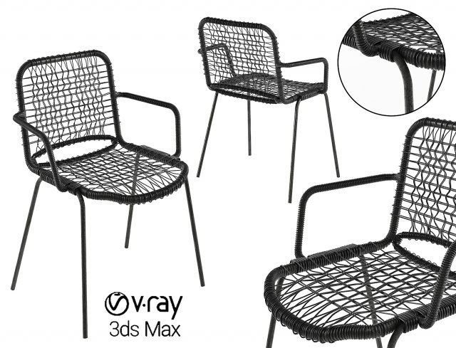 armchair moder with plastic and metal allu Model 3D .c4d .max .obj .3ds .fbx .stl .blend 