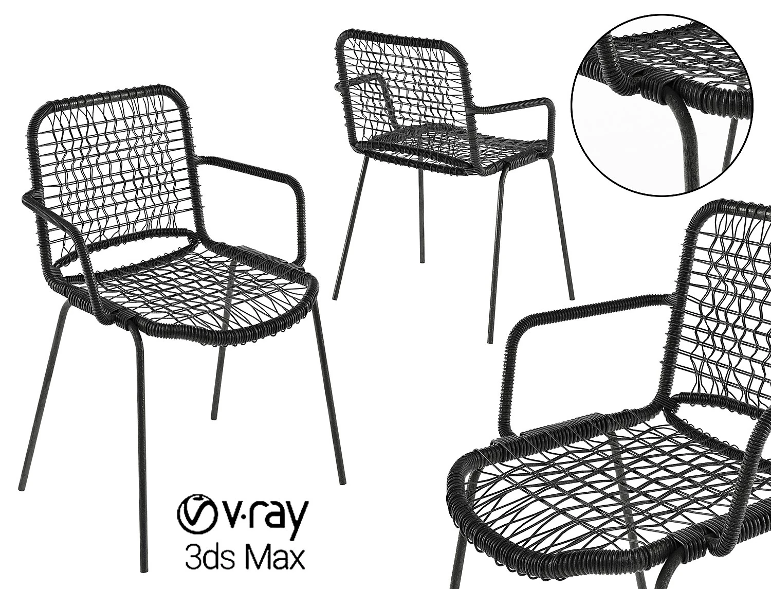 armchair moder with plastic and metal allu 3D Model .c4d .max .obj .3ds .fbx .stl .blend 
