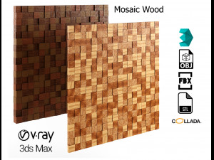 wood mosaic pattern low-poly 3D-Modell