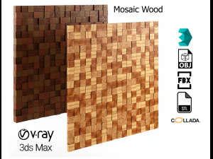 motivo a mosaico in legno low-poly Modello 3D