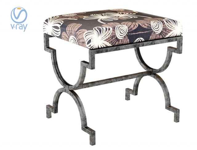 cream bench textile with metal Model 3D .c4d .max .obj .3ds .fbx .stl .blend