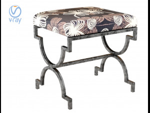 cream bench textile with metal Modelo 3D