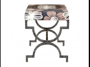 cream bench textile with metal 3D Model