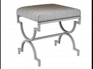 cream bench textile with metal Model 3D