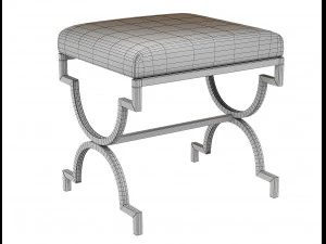 cream bench textile with metal 3D Model