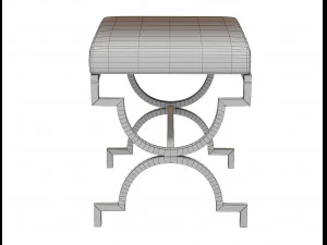 cream bench textile with metal 3D Model