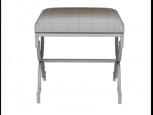 cream bench textile with metal 3D Model