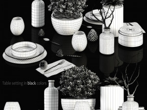table setting in black colors Modèle 3D