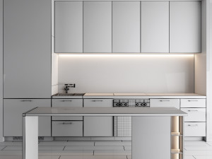 green modern kitchen 3D Model