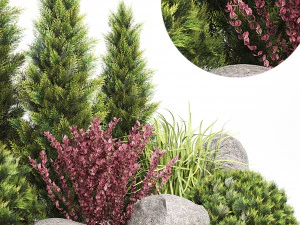 wicker woven tree topiary - indoor plant 222 3D Model