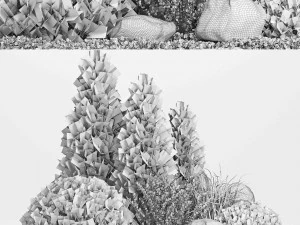 wicker woven tree topiary - indoor plant 222 3D Model