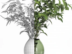 a bouquet of nettle and magnolia 3D Model