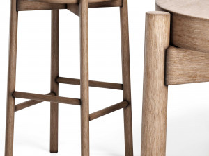 kotan high stool wood by conde house 3D Модель
