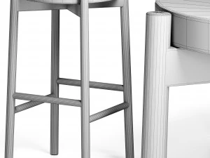kotan high stool wood by conde house 3D Model