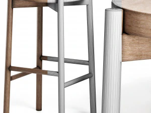 kotan high stool wood by conde house 3D Model