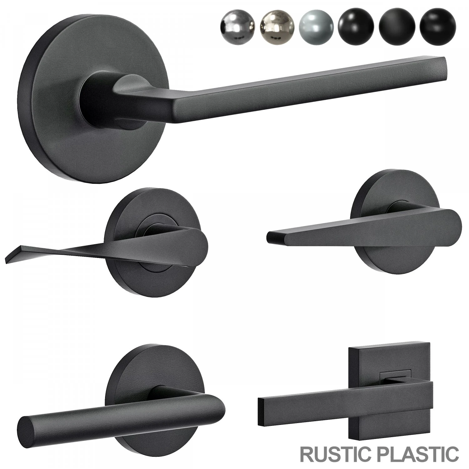 basic handles door 6 materials 3D Model .c4d .max .obj .3ds .fbx .stl .blend 