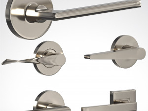 basic handles door 6 materials 3D Model