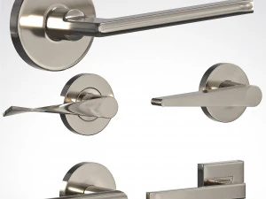 basic handles door 6 materials 3D Model