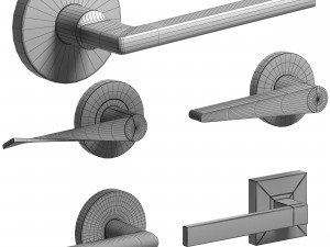 basic handles door 6 materials 3D Model