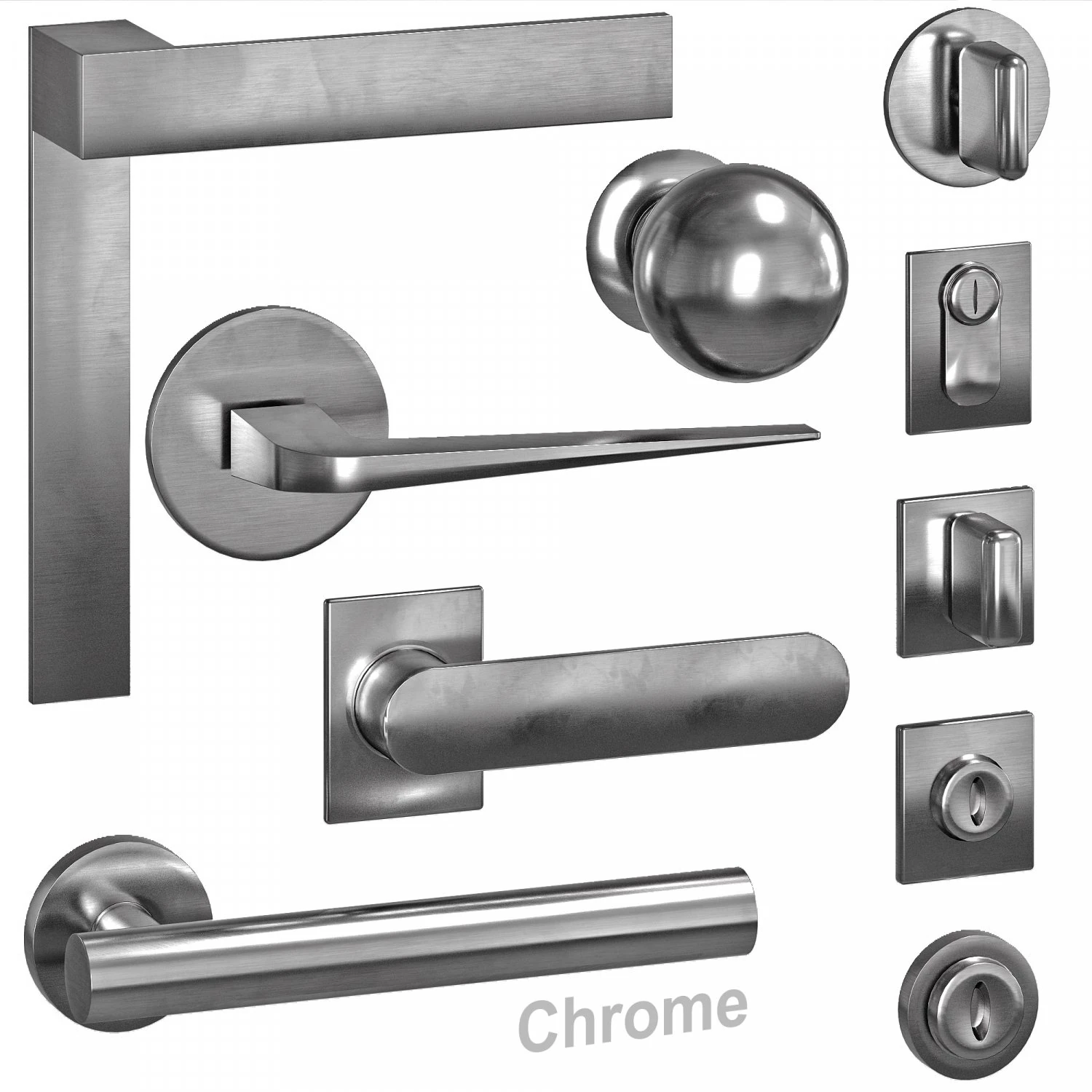 handles for doors 5 materials 3D Model .c4d .max .obj .3ds .fbx .stl .blend 