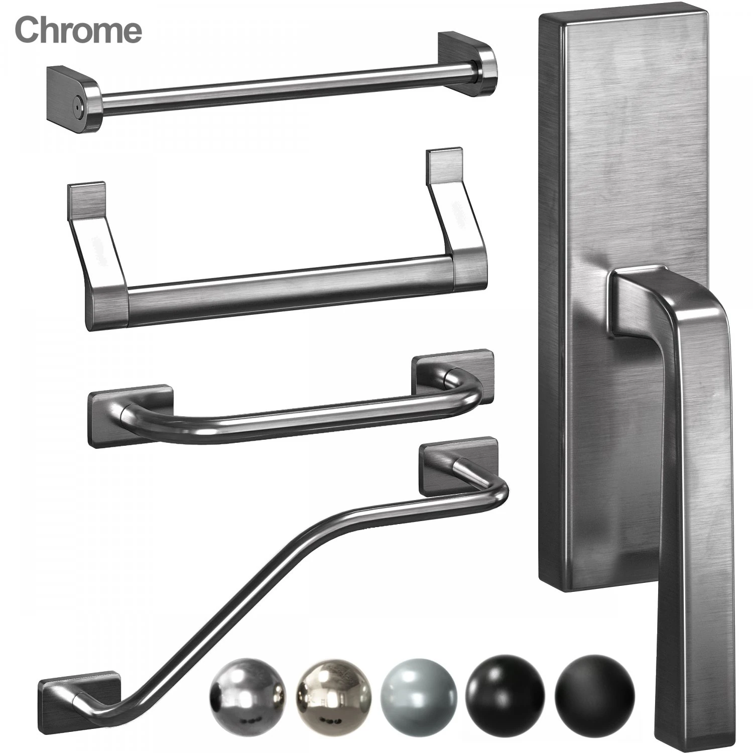 handles for doors 5 materials 3D Model .c4d .max .obj .3ds .fbx .stl .blend 