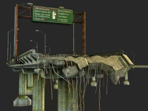Broken bridge 3D Model