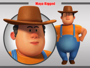 조작된 만화 남자 3D 모델