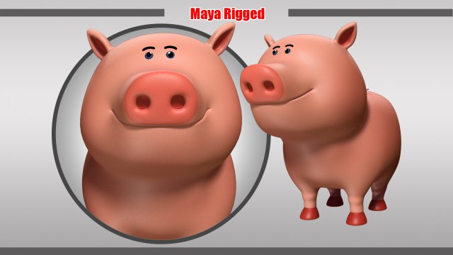 pig rigged 3D Модель .c4d .max .obj .3ds .fbx .stl .blend 