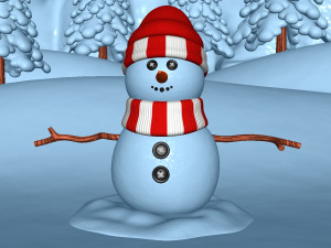 snowman with snow pine tree 3Dモデル