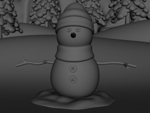 snowman with snow pine tree 3Dモデル