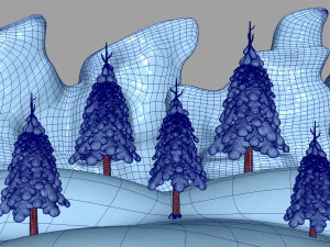 snowman with snow pine tree 3D Model