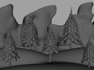 snowman with snow pine tree 3Dモデル