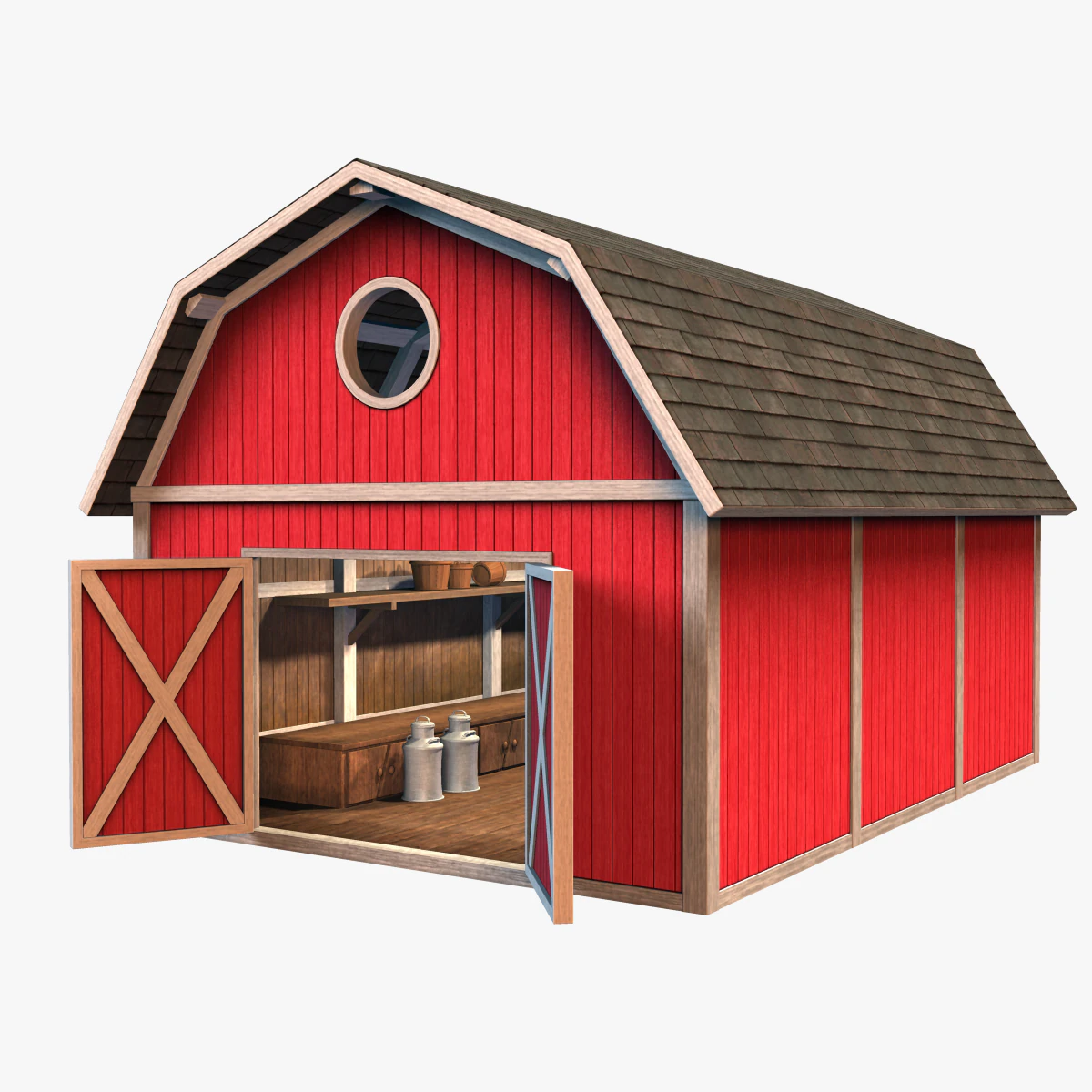 barn with interior 3D Model .c4d .max .obj .3ds .fbx .stl .blend 