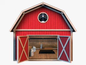 barn with interior 3D Model