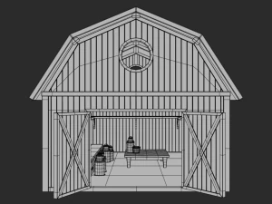 barn with interior 3D Model