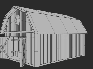 barn with interior 3D Model