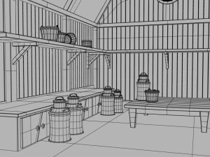 barn with interior 3D Model